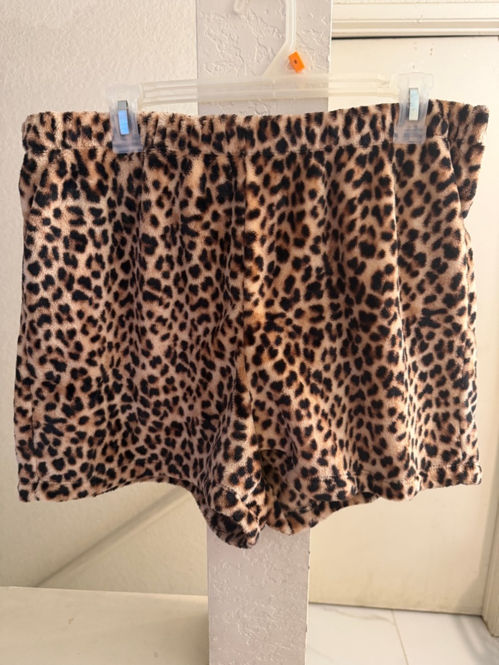 just be Leopard Print Athletic Lounge Shorts - Beige and Black